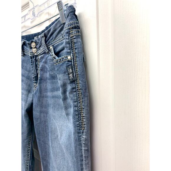 Silver Jeans Suki Flap Low Rise Boot Cut Stitched Medium Wash Women's Size 29 32 - Picture 3 of 8